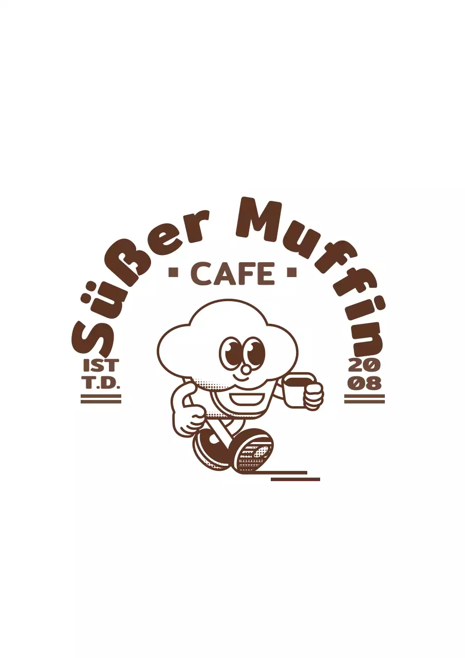 Dunkelbraun und weiß flauschigen niedlichen Muffin Charakter Illustration Logo-Stil für Café Waren und Förderung