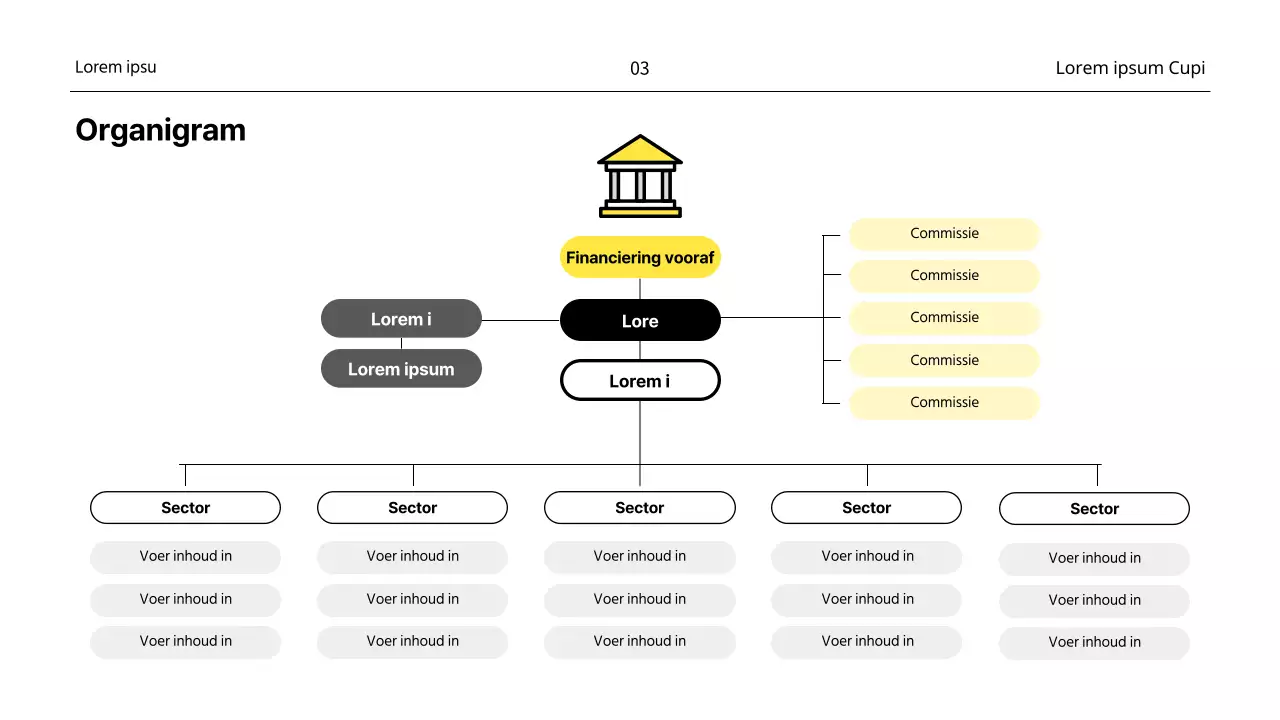 Een minimalistisch financieel bedrijfsprofiel in geel en wit