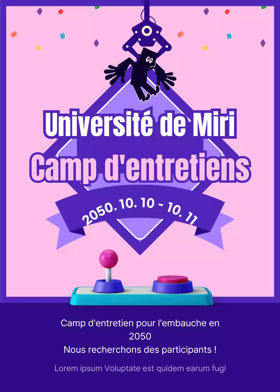 Recrutement pour un camp de recrutement violet et rose