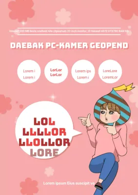 Leuke internet cafe promotie flyer in roze