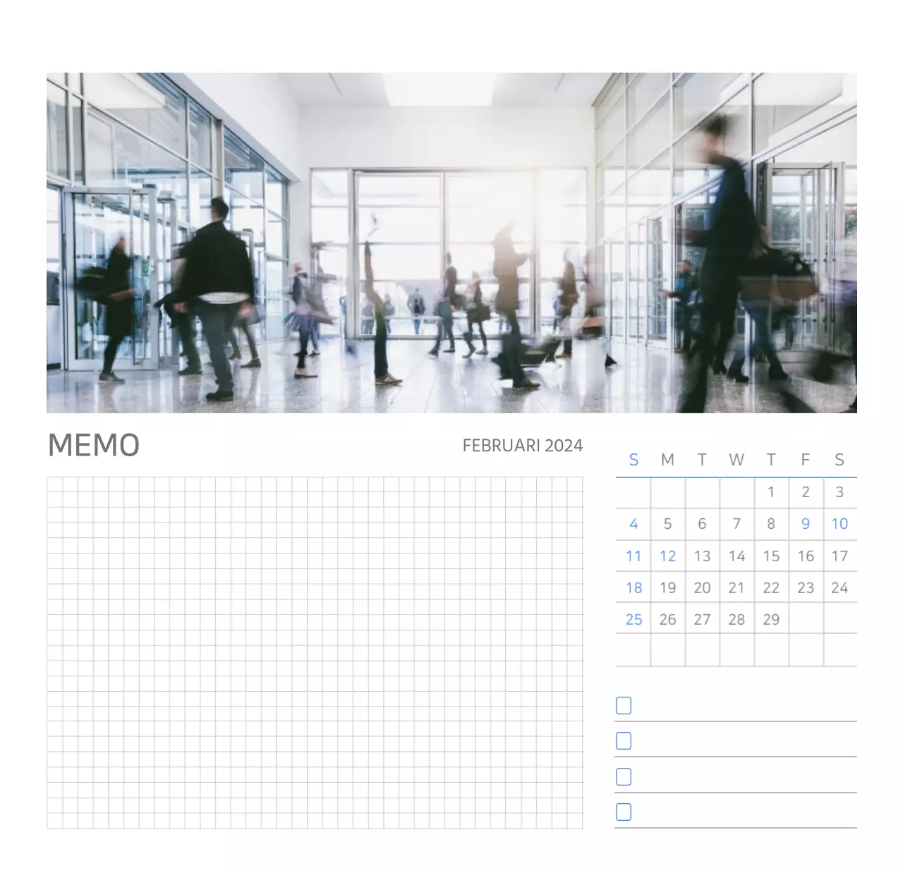 Witte, strakke bureaukalender