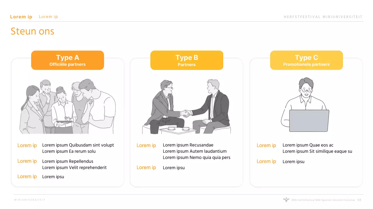 Presentatie sponsoring oranje universiteitsfestival voor hogescholen en universiteiten