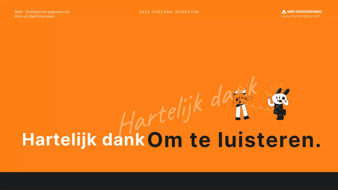 Presentatie klantpersona interview in oranje