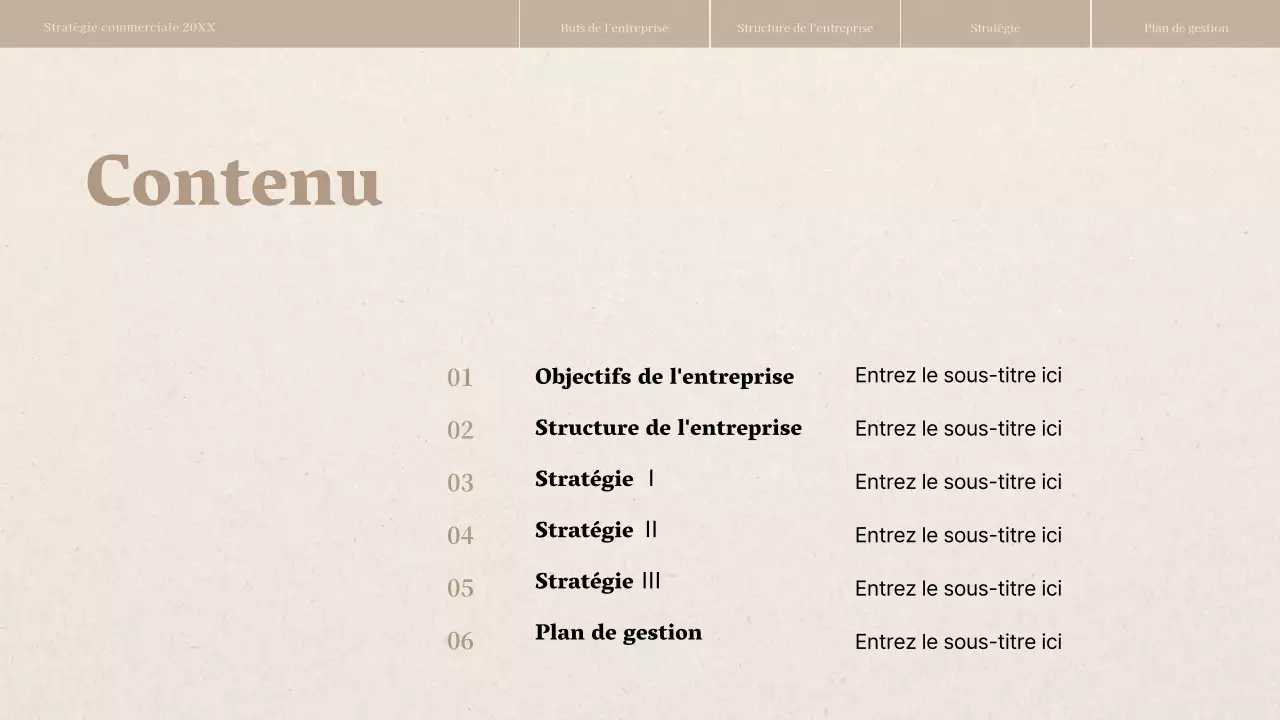 Rapport de stratégie d'entreprise avec une texture de papier beige
