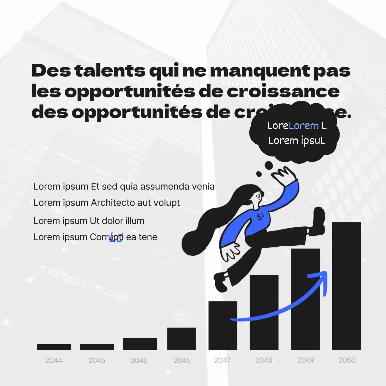 Annonce commerciale dynamique et jeune aux accents bleus