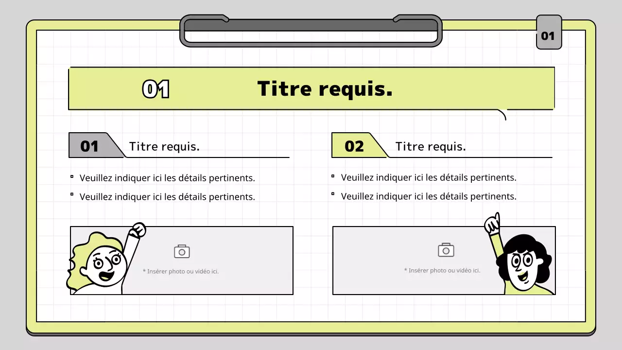 Clipboard concept educational presentation kit in lime and white