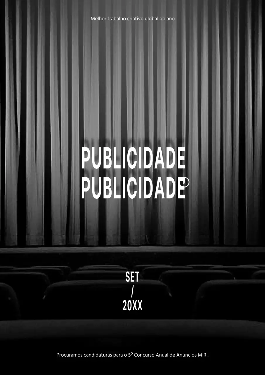 Convite à apresentação de propostas de anúncios conceptuais encenados a preto e branco