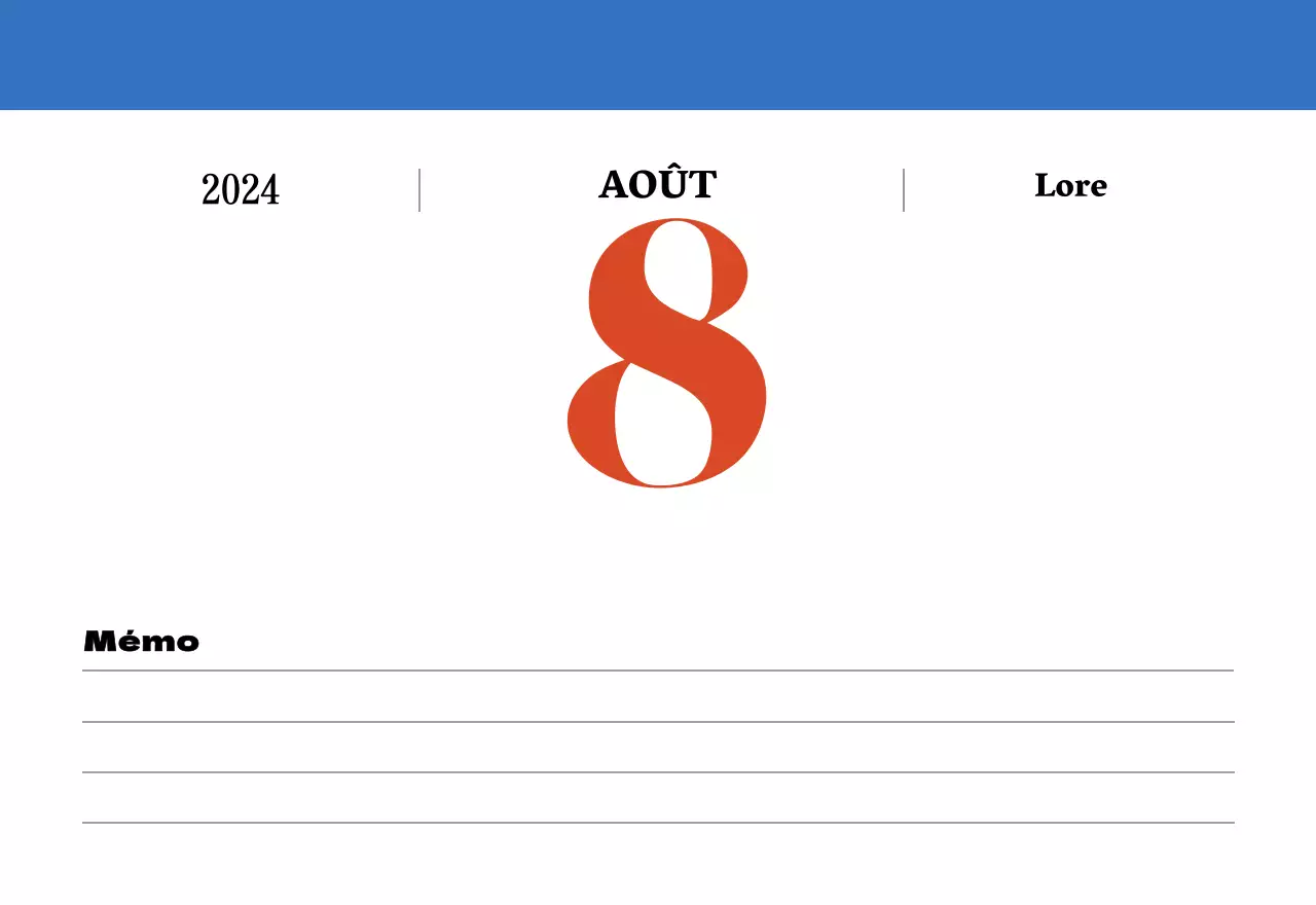 Calendrier rétro conceptuel de la nostalgie en rouge et bleu