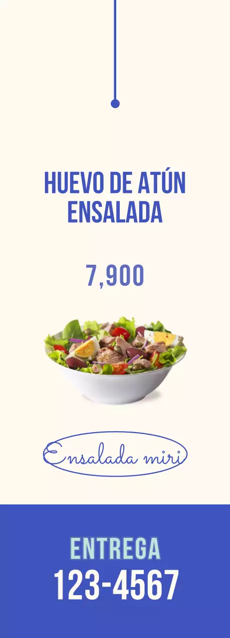 Una pancarta de ensalada fresca y refrescante con toques azules