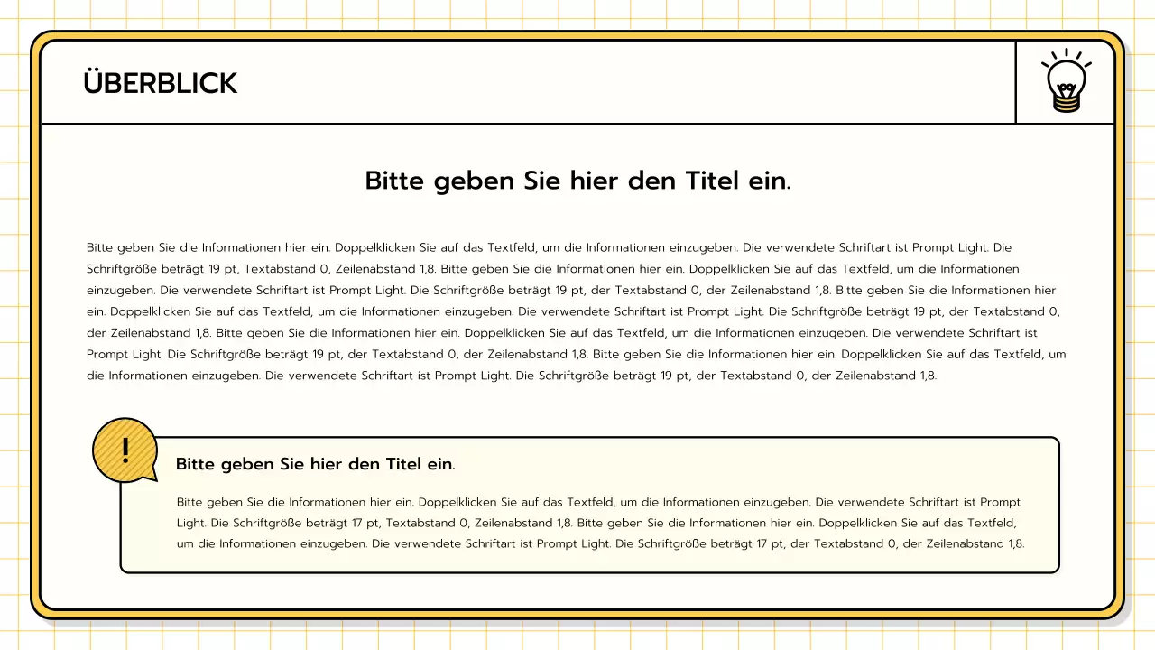 Ein Basis-Präsentationspaket in Gelb, Lindgrün und Blau