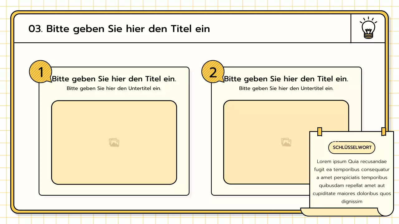 Ein Basis-Präsentationspaket in Gelb, Lindgrün und Blau