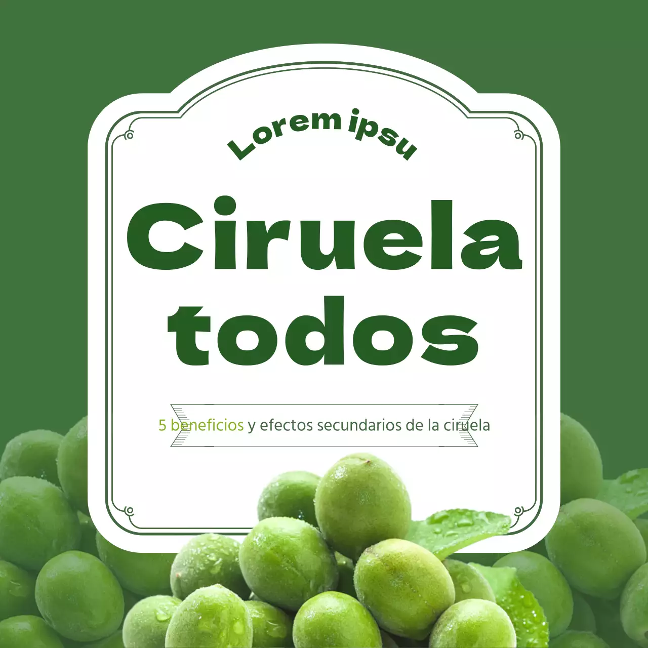 Los beneficios de las ciruelas en un entorno verde cardnews design