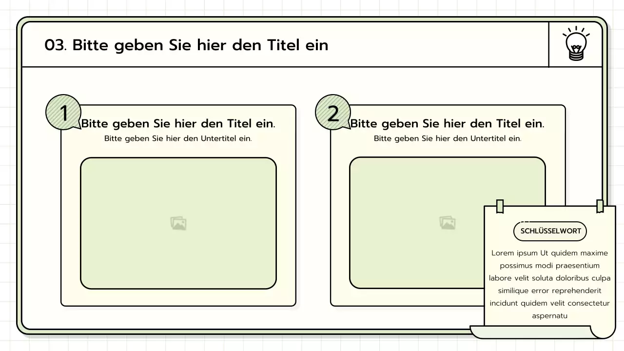 Ein Basis-Präsentationspaket in Gelb, Lindgrün und Blau