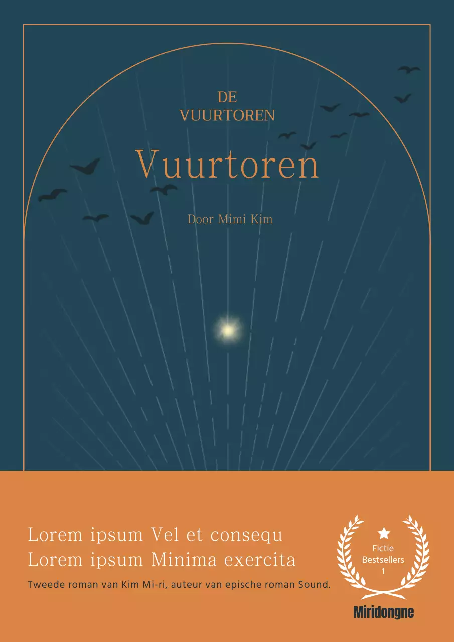 Een roman over de hele lengte in turquoise en oranje met een linebacker-concept