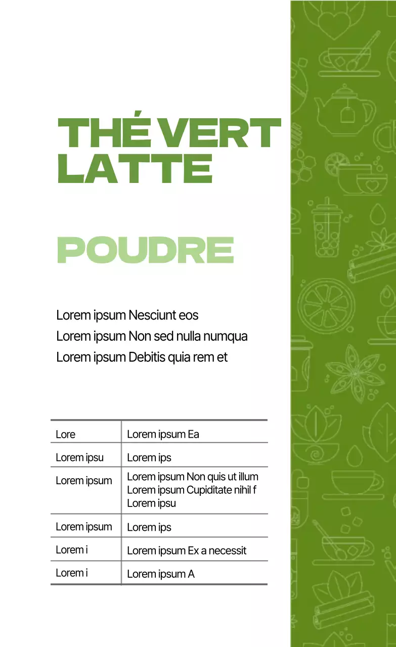 Vert clair illustré thé vert en poudre étiquette