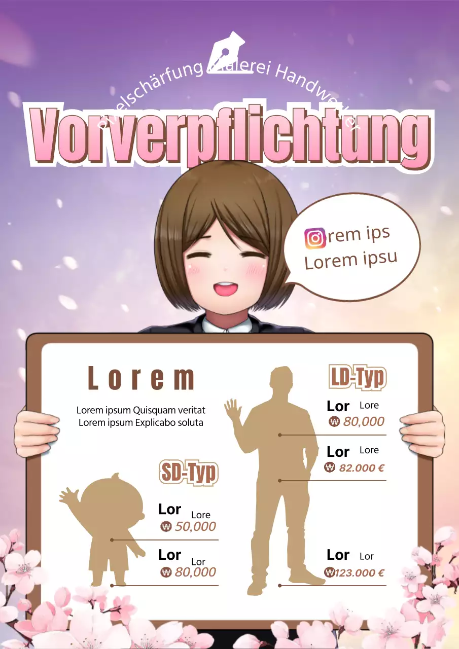 Rosa Braun Japanisch Anime Inspiriert Illustration Konzept Kommission Preisgestaltung Leitfaden Thema