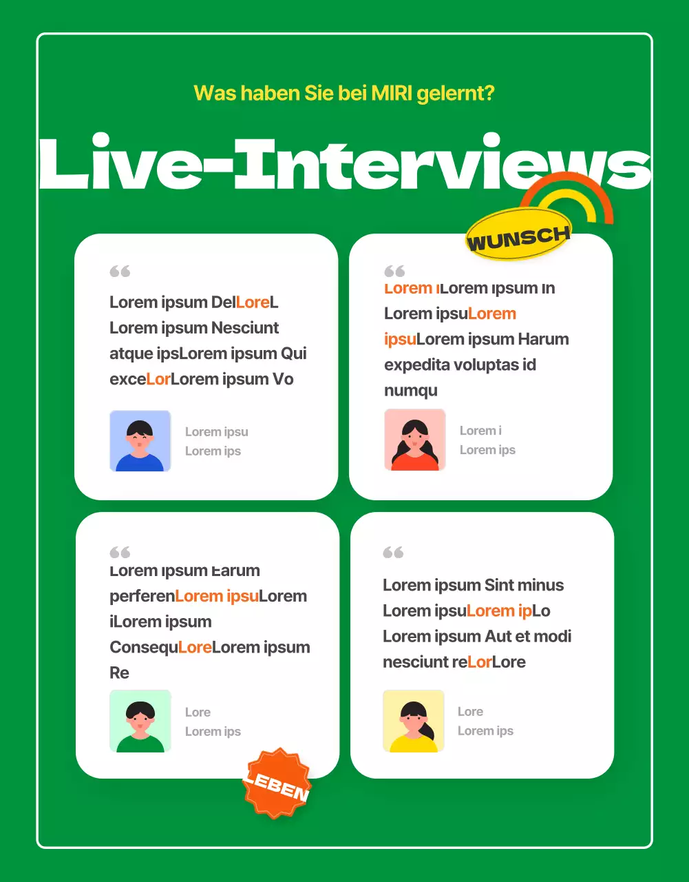 Lernen Sie unsere jungen, energiegeladenen, orangefarbenen internen Freiwilligen kennen (Detailseite)