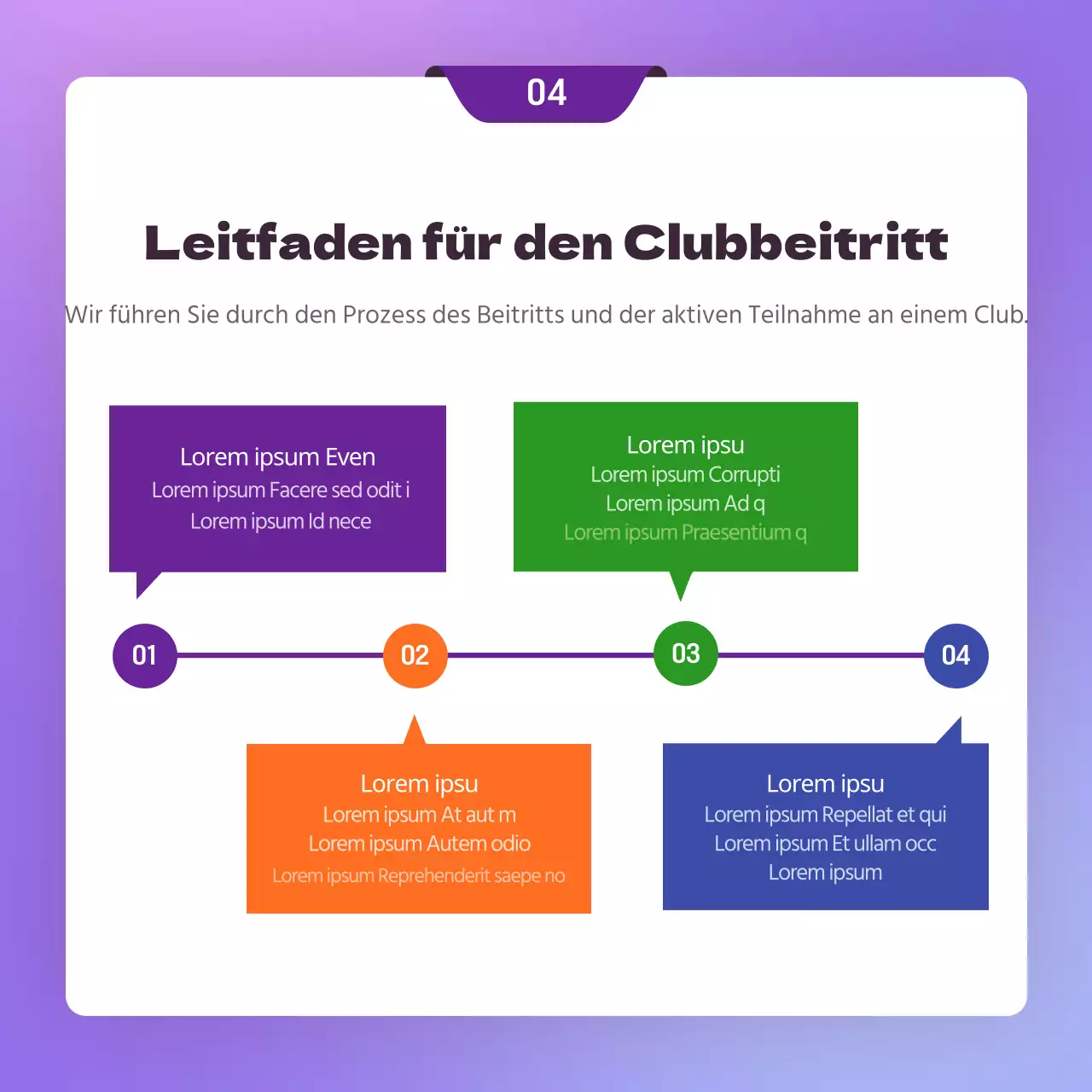Ankündigung eines Firmenclubs mit einem lila Einladungskonzept