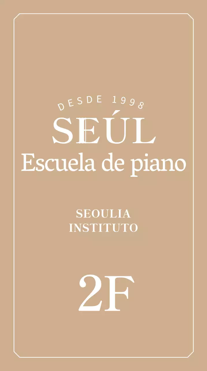 Señalización con un elegante logotipo de escuela de piano sobre fondo dorado