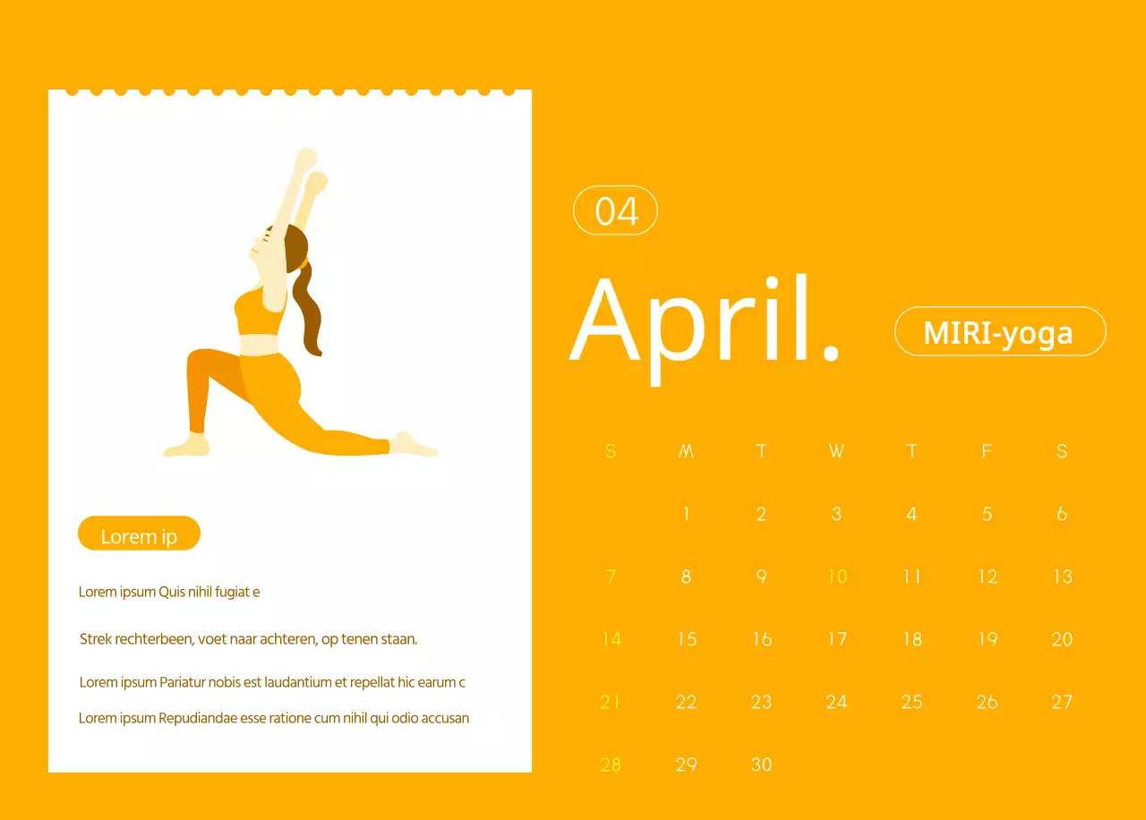 Oranje kalenders om weg te geven als je je yogastudio promoot