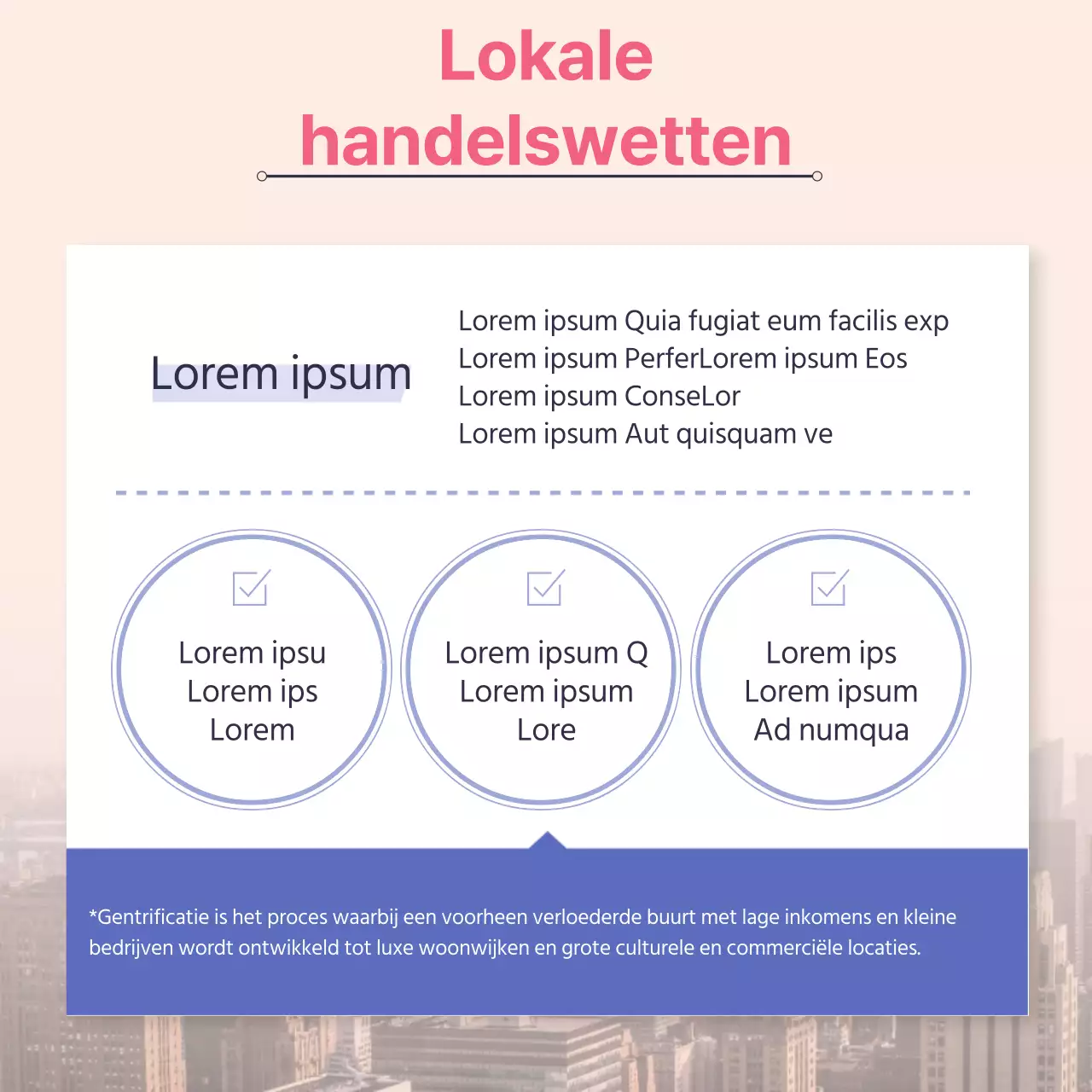 Modern plaatselijk handelsrecht uitgelegd in roze en blauw