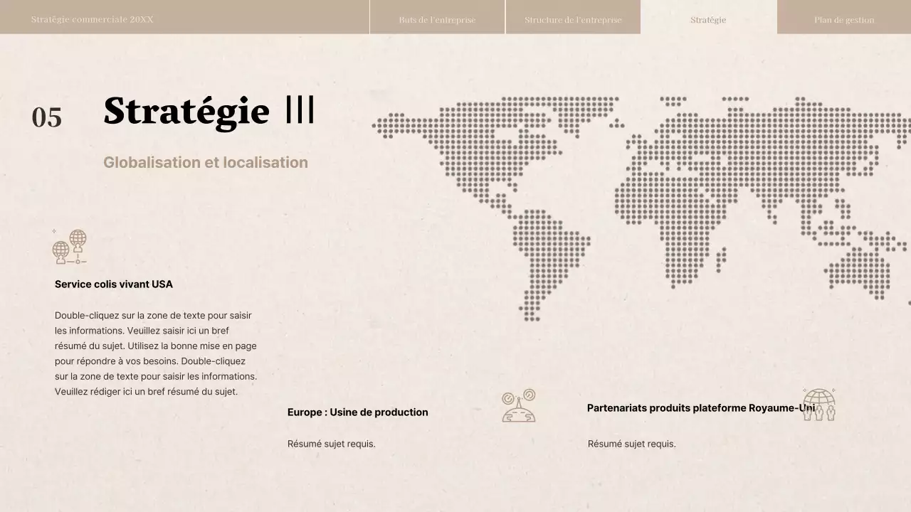 Rapport de stratégie d'entreprise avec une texture de papier beige