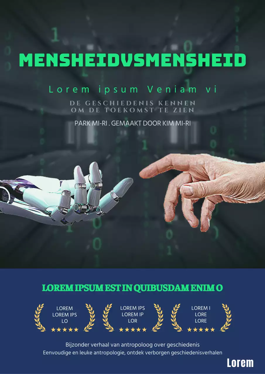 Historisch ontwerp met neongroene tekst