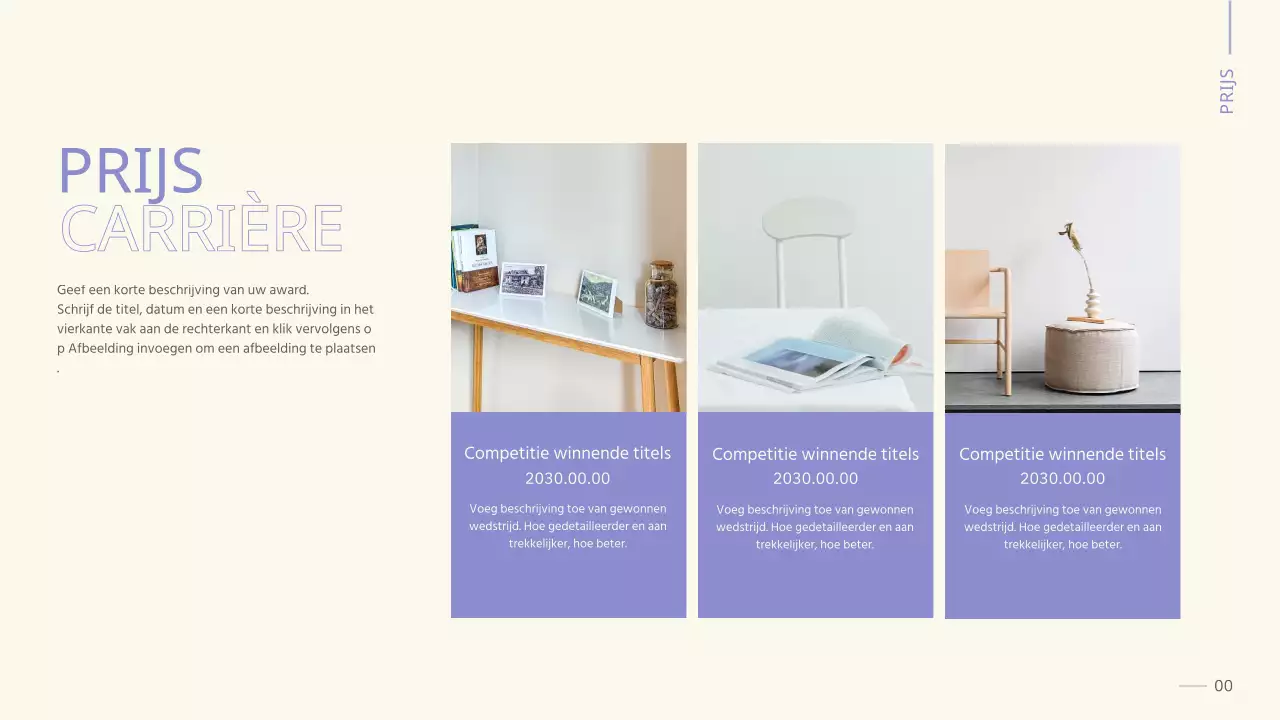 Een strakke, mauve en beige portfolio voor de voorbereiding van een student op een baan