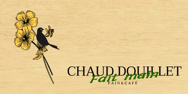 Conception émotionnelle d'un café-boulangerie avec des illustrations de fleurs et d'oiseaux en noir et jaune