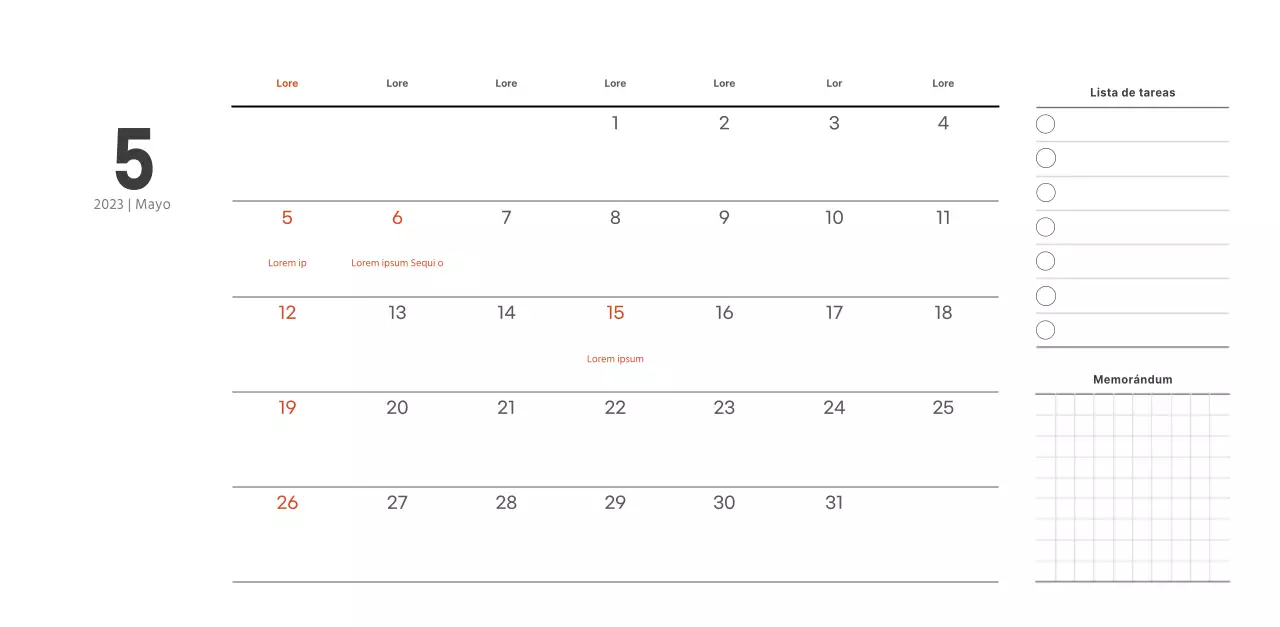 Calendario de cafetería de estilo sencillo y moderno