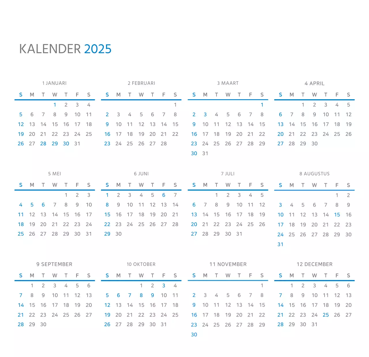 Witte, strakke bureaukalender