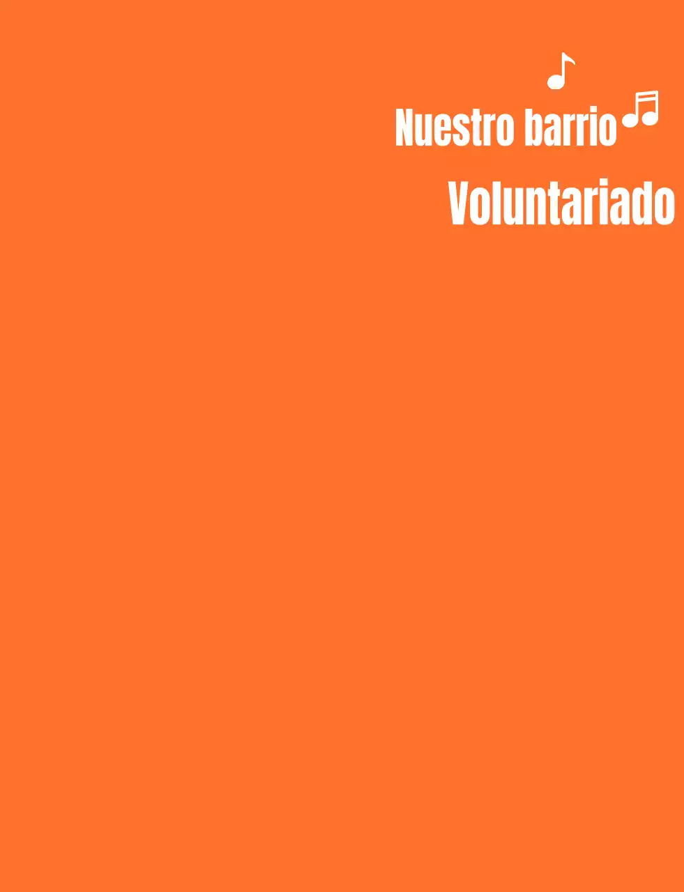 Texto rítmico estilo logotipo en naranja y blanco Organización de voluntarios