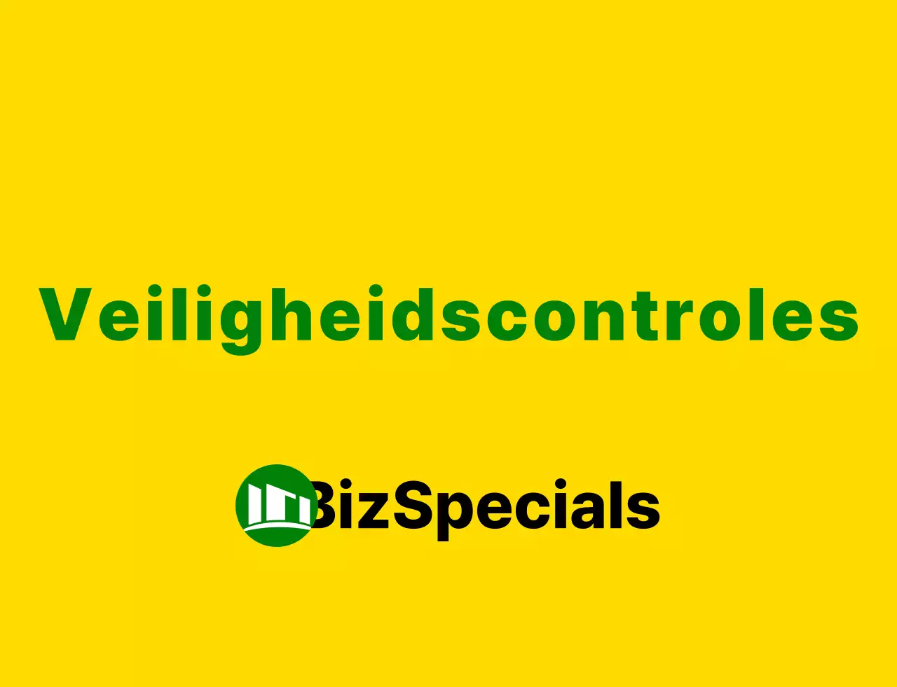 Een strak geel en groen embleemlogo en tekst die de stijl van het veiligheidsinspectiepersoneel benadrukt