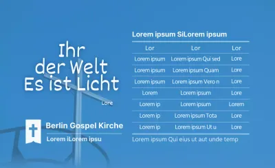 Zur Ankündigung und Bewerbung von Gottesdienstzeiten in Blau und Weiß.