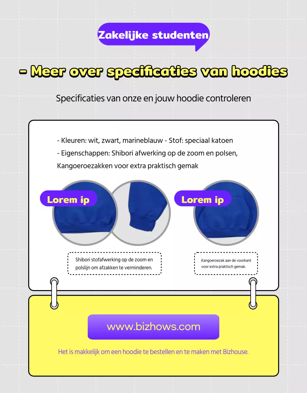 Paars en geel minimalistische universiteit en hoodie stemwijzer