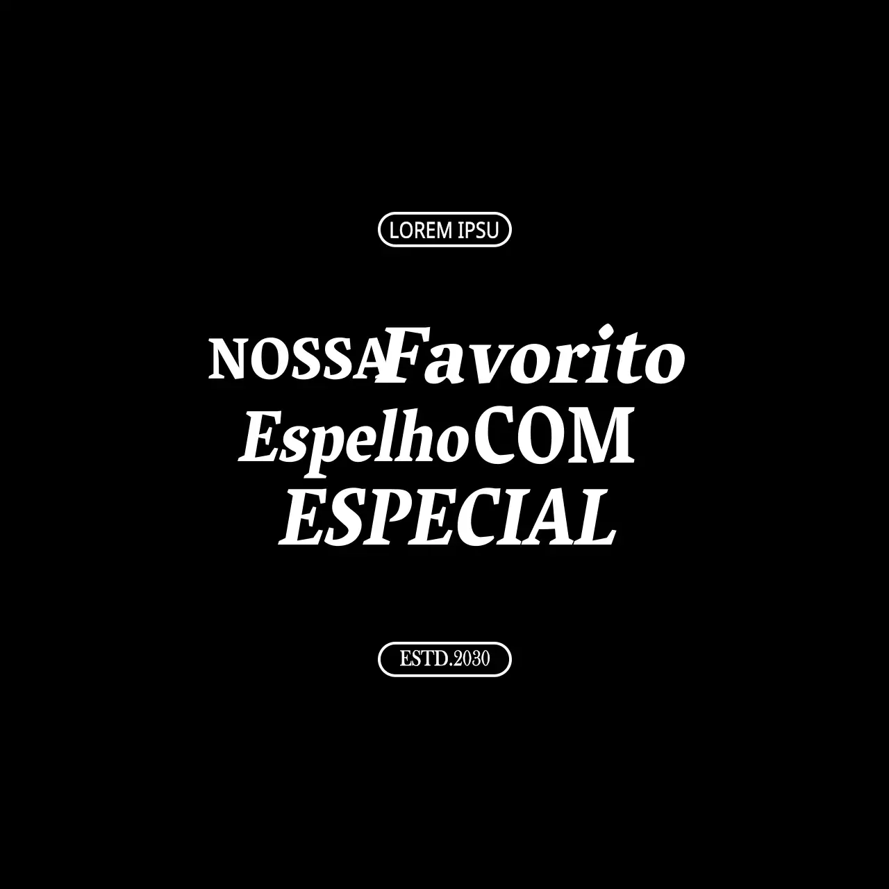 Combinações de tipos de letra de texto simples e claras a preto e branco para promoções e produtos de salões de beleza