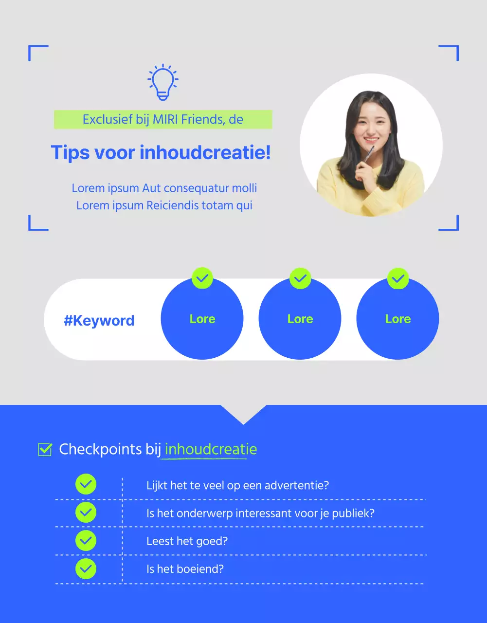 Supportersaankondiging in een levendig blauw en groen kleurenschema