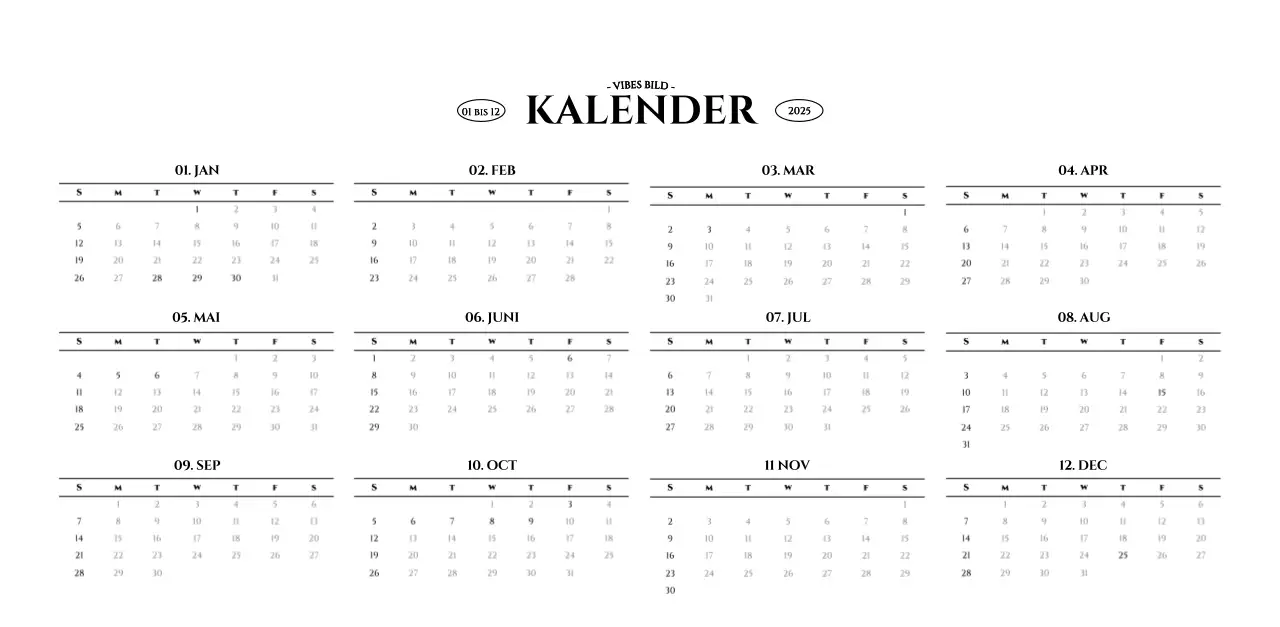 Wandkalender im einfachen Stil mit schwarz-weißer emotionaler Reisefotografie