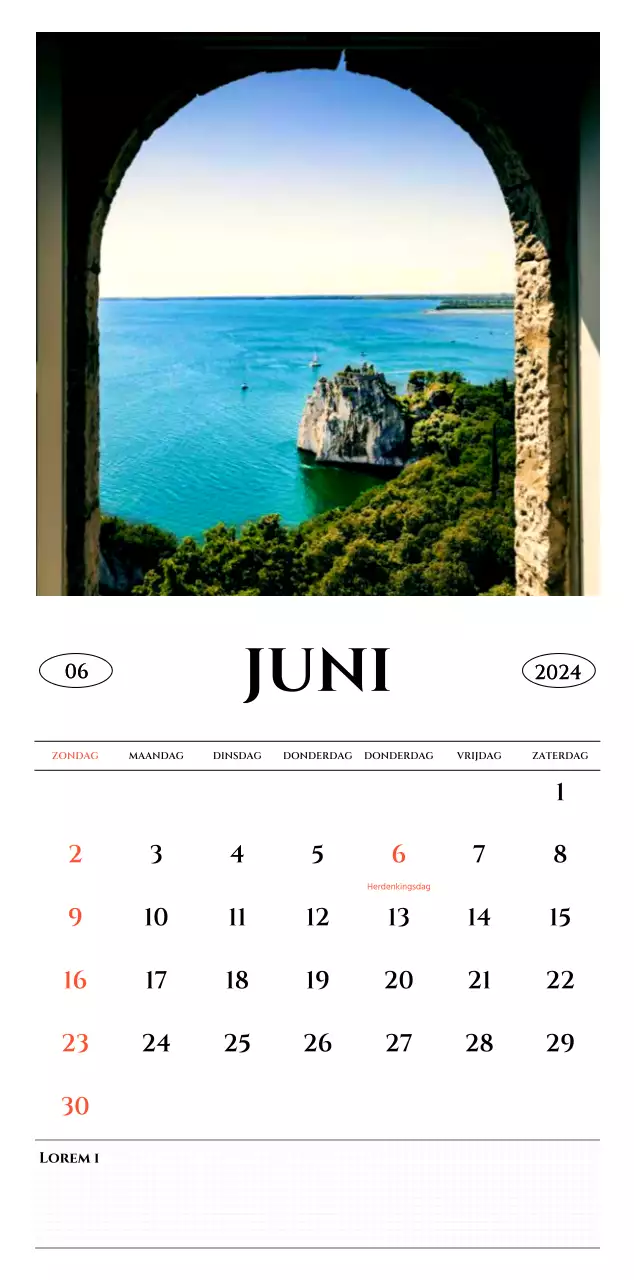 Eenvoudige stijl muurkalender met zwart-wit emotionele reisfotografie concept