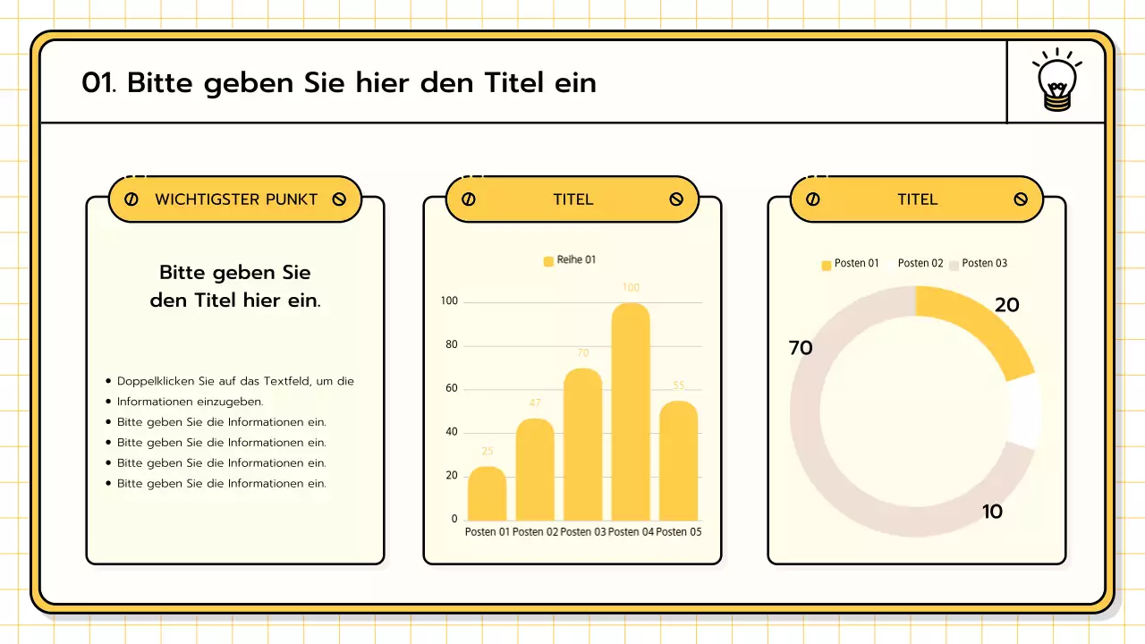 Ein Basis-Präsentationspaket in Gelb, Lindgrün und Blau