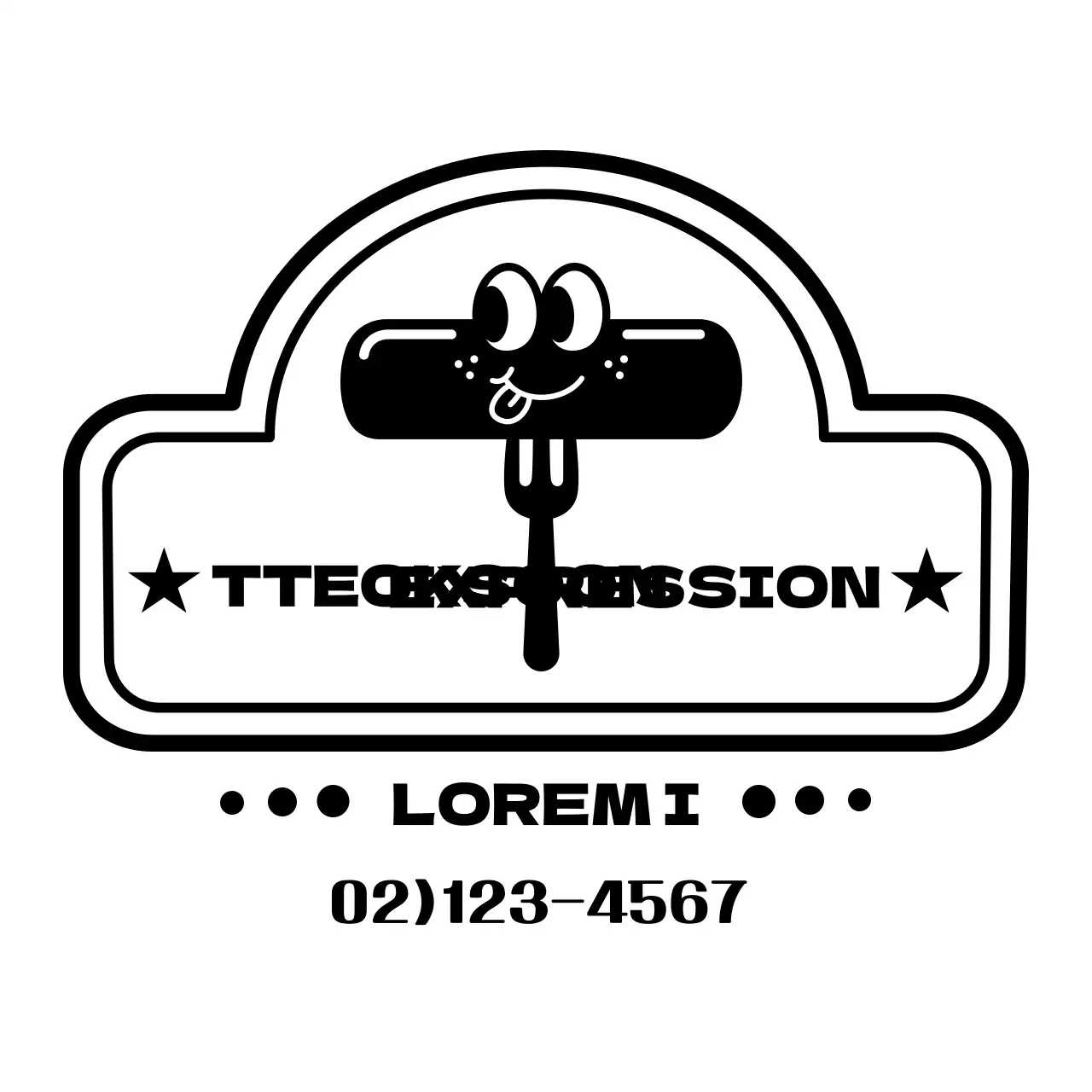 Un bistrot rétro avec des illustrations de tteokbokki noirs