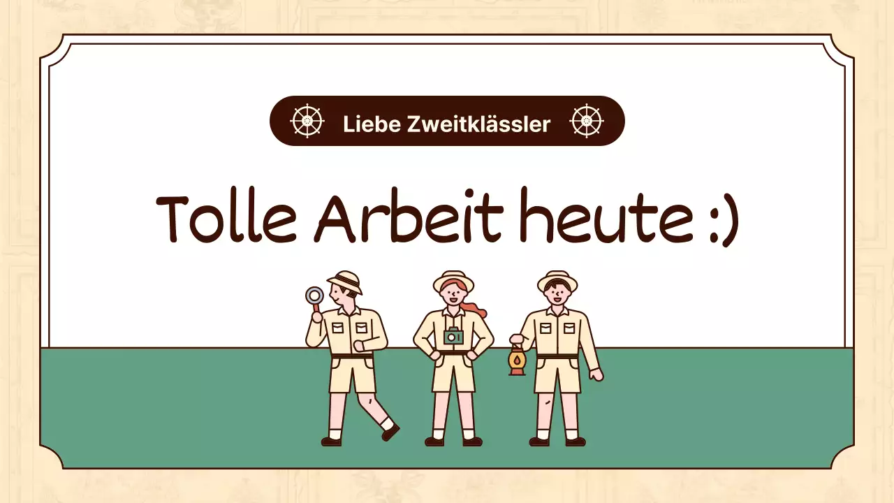 Historische Illustrationen in Beige und Grün unterstreichen den Unterricht in Weltgeschichte