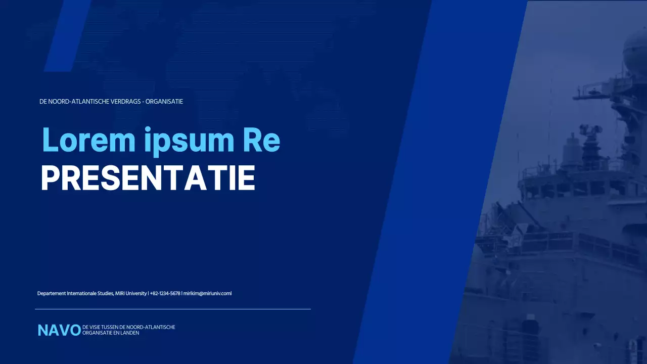 Eenvoudige presentatie Noord-Atlantische Verdragsorganisatie in blauw