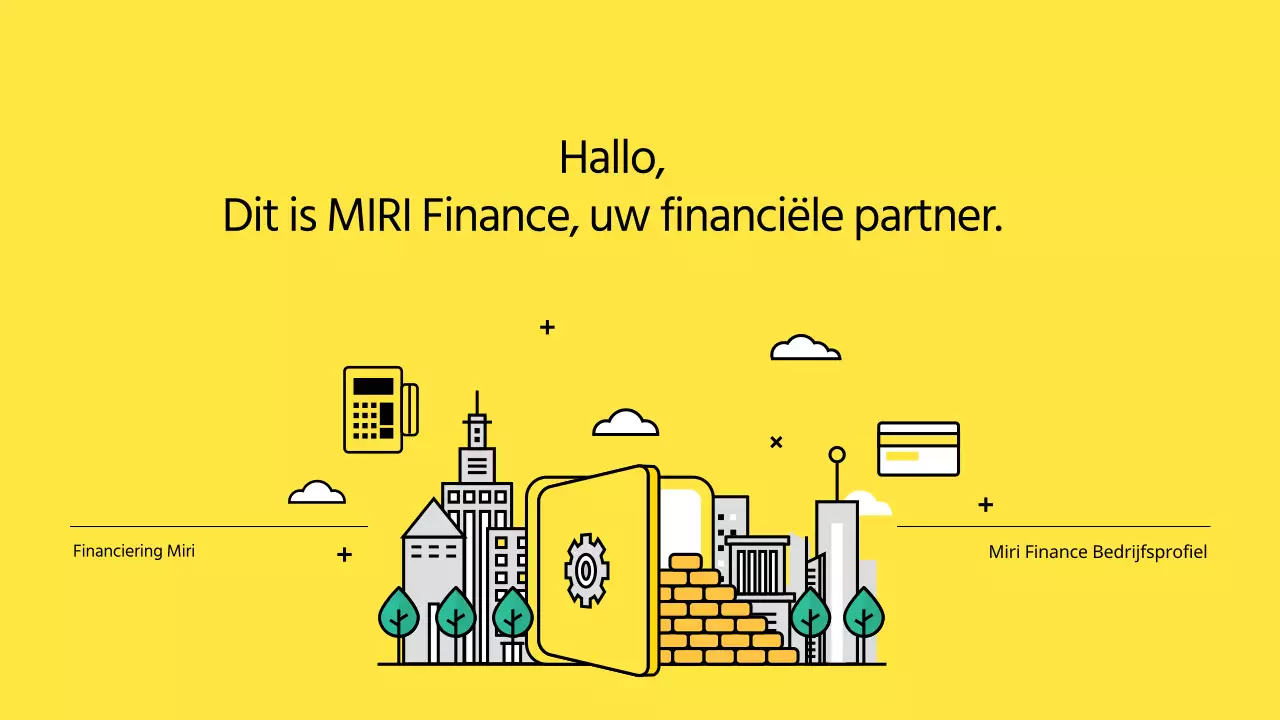 Een minimalistisch financieel bedrijfsprofiel in geel en wit