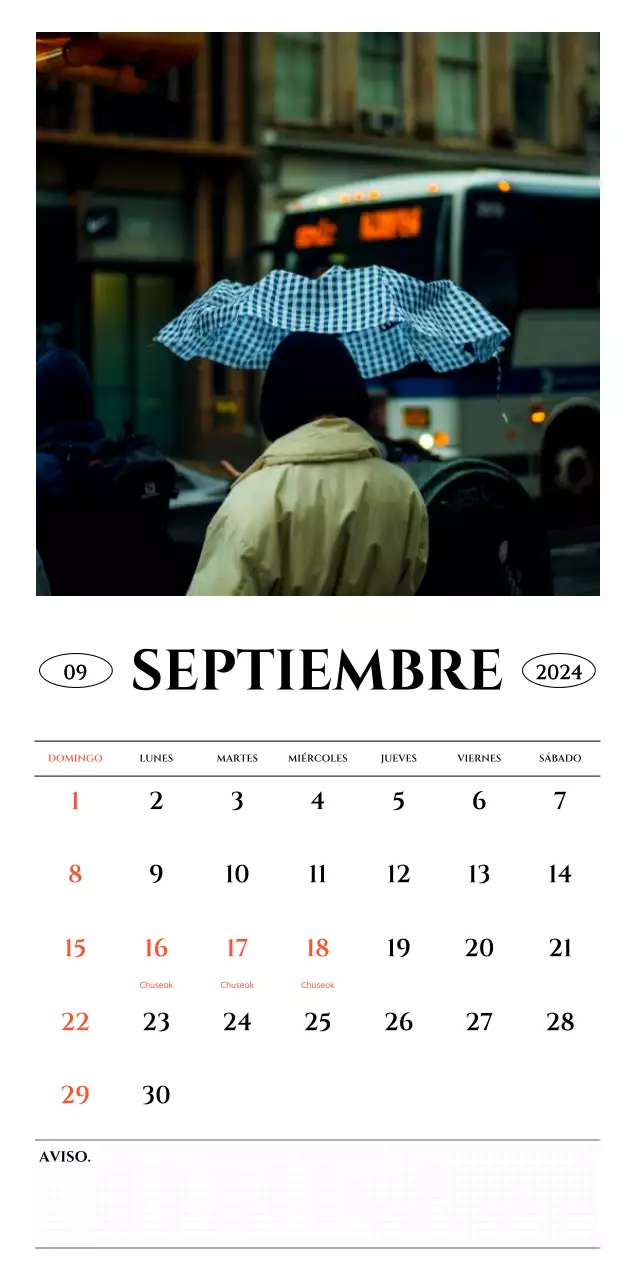 Calendario de pared de estilo sencillo con concepto de fotografía de viajes emocional en blanco y negro