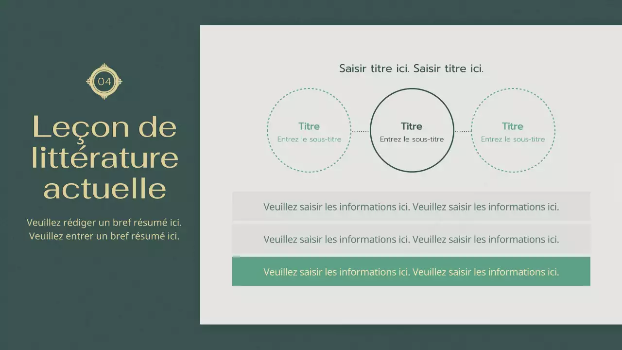 Atmosphère verte et apaisante Cours de littérature moderne