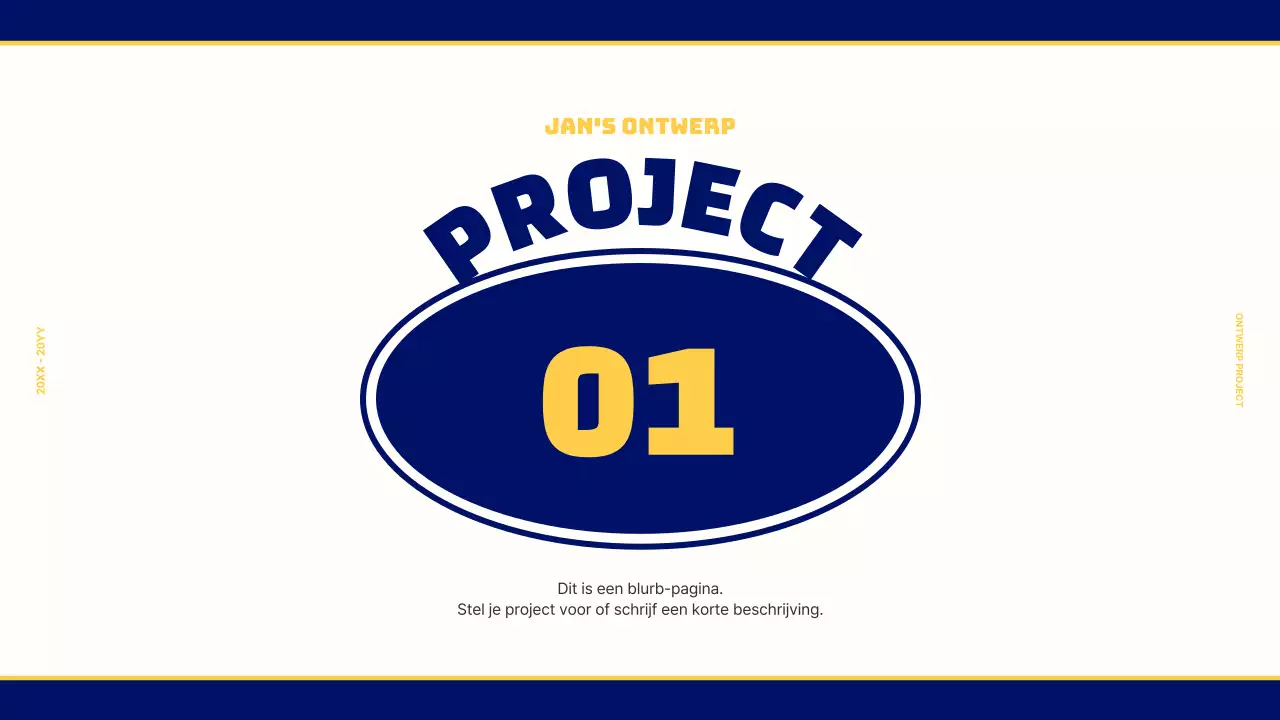 Design portfolio voor een vintage retro concept in marineblauw en geel