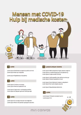 Poster met informatie over hulp bij de behandeling van het coronavirus in Brunton