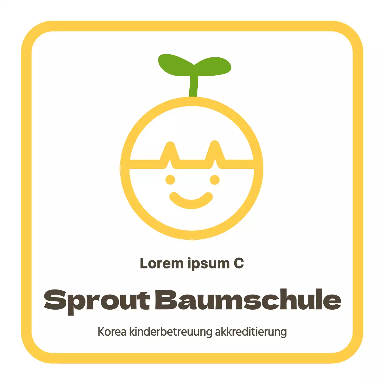 Sauberer Stil Kindergarten Logo Schild in gelb und braun