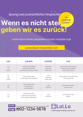 Ein einfaches lilafarbenes und gelbes Werbegeschenk für die Schule